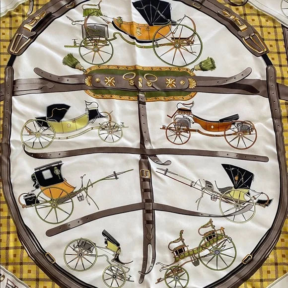 Hermes 34” square in earthtones 
Les Voitures Nouvelles - Picture 5 of 8